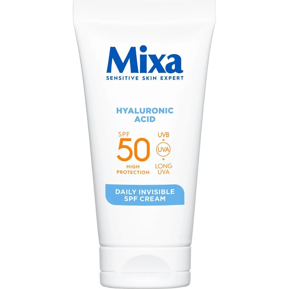 Сонцезахисний крем Mixa Hyaluronic Acid Daily Invisible SPF 50+ 50 мл фото1