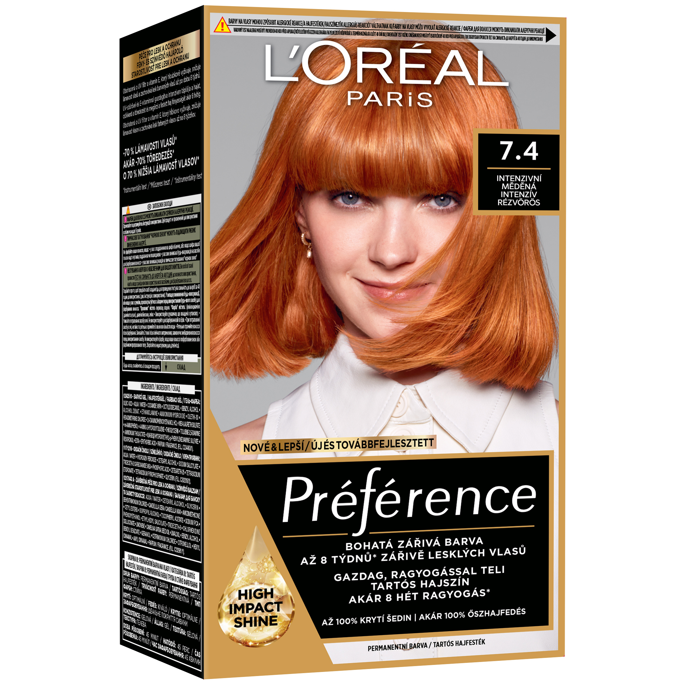 Стойкая краска для волос L'Oreal Paris Preference 7.4 Kupferblond 174 мл фото1