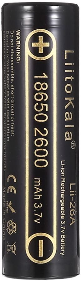 Аккумулятор 18650 LiitoKala, Lii-26A, 2600mAh, 3.7V li-ion battery, 1 pcs, фото1