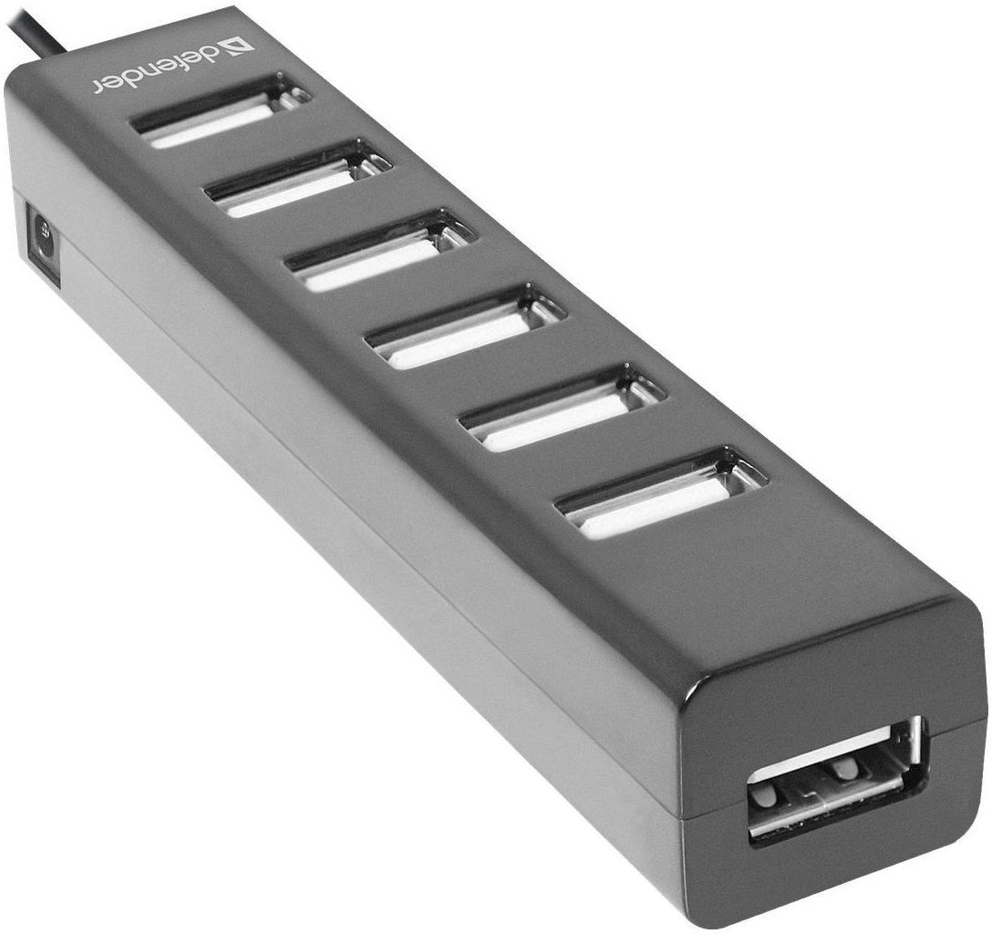 Хаб USB Hub Defender Quadro Swift 7-port USB2.0 пасивний, черный фото1