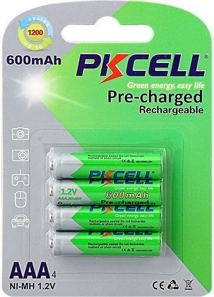 Аккумулятор AAA 600mAh, 1.2V Ni-MH, RTU rechargeable battery, PKCELL, 4pcs/card фото1