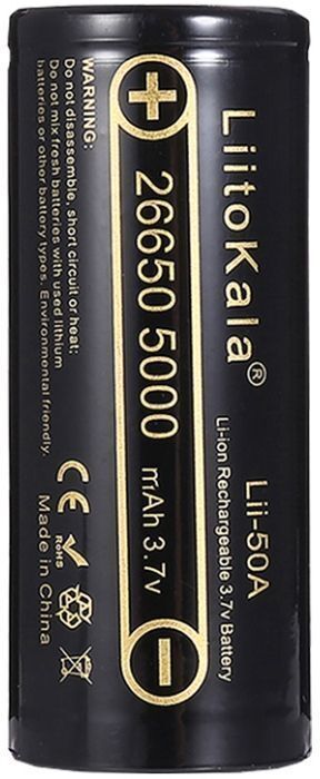 Аккумулятор 26650 LiitoKala, Lii-50A-JT, 5000mAh, 3.7V li-ion battery, 1 pcs фото1