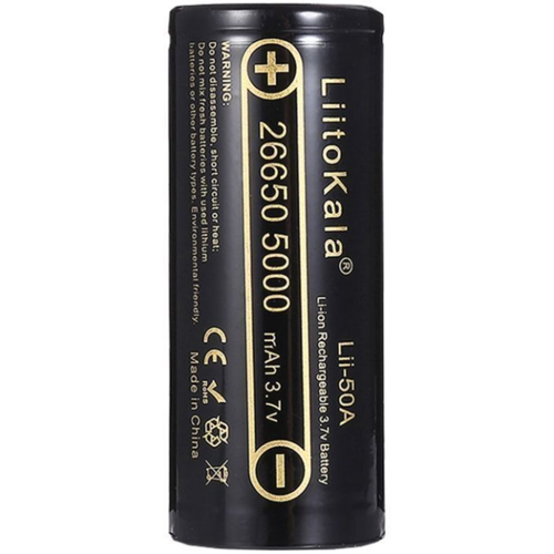 Аккумулятор 26650 LiitoKala, Lii-50A-JT, 5000mAh, 3.7V li-ion battery, 1 pcs