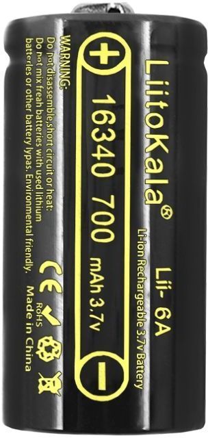 Аккумулятор 16340 LiitoKala, Lii-16A, 700mAh, 3.7V li-ion battery, 1 pcs фото1