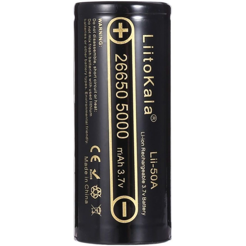 Аккумулятор 26650 LiitoKala, Lii-50A, 5000mAh, 3.7V li-ion battery, 1 pcs