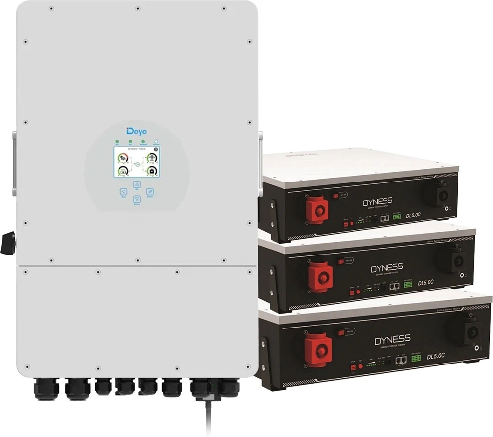 Інвертор сонячний DEYE SUN-12K-SG04LP3-EU-3DY15.36K-LFP-W 12kW фото1
