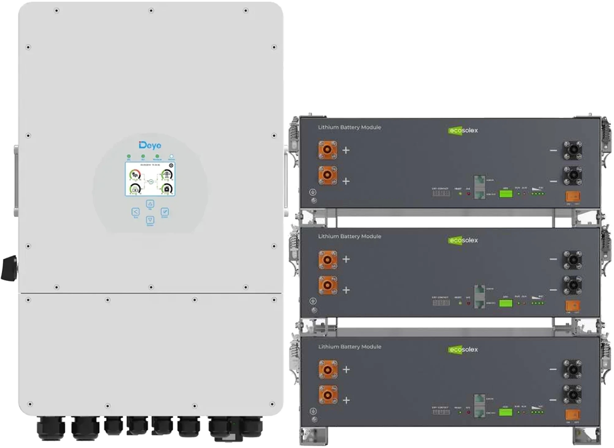 Інвертор сонячний DEYE SV-1DE10K1-LEC15K1-1 10kW 15.4kWh 3BAT LiFePO4 (SV-1DE10K1-LEC15K1-1) фото1