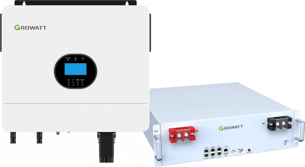 Інвертор сонячний Growatt SV-1GR6K1-LGR5K1-1 6kW 5.1kWh 1BAT LiFePO4 (SV-1GR6K1-LGR5K1-1) фото1