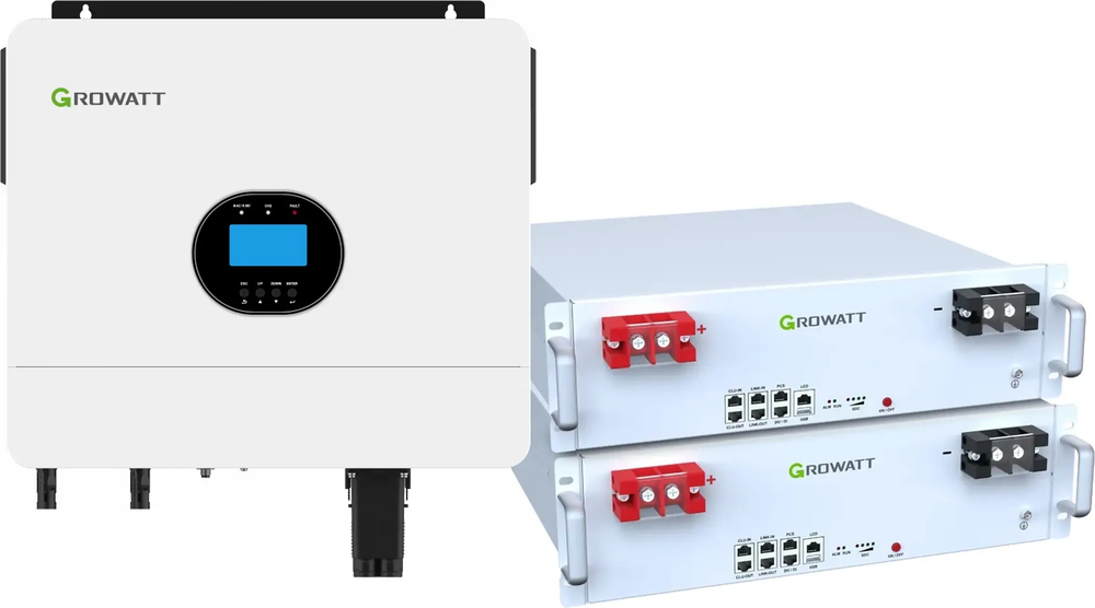 Інвертор сонячний Growatt 6kW 10.2kWh 2BAT LiFePO4 (SV-1GR6K1-LGR10K1-1) фото1