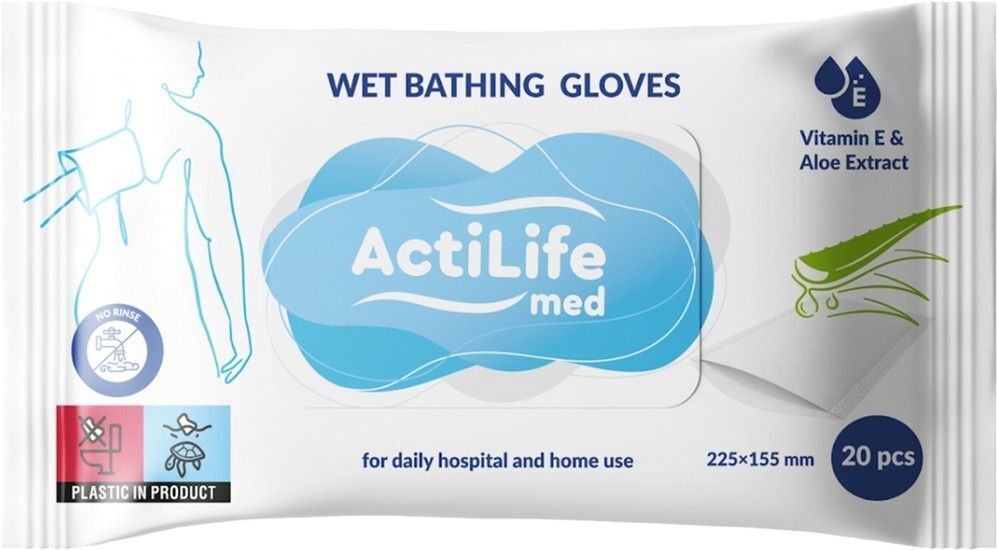Влажные перчатки для мытья всего тела ActiLife 20 шт (4820174981686) фото1