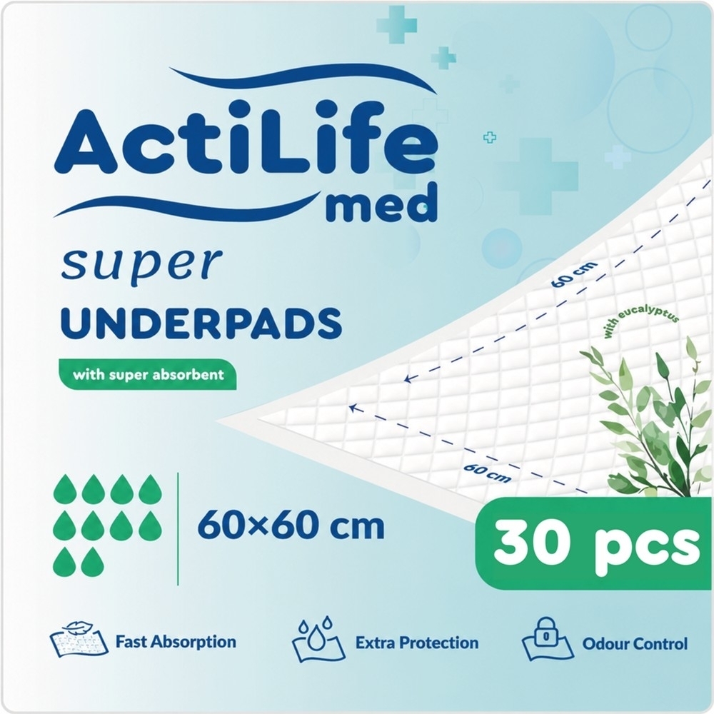 Пелюшки для малюків ActiLife Med Super 60х60 см 30шт (4820174981501) фото1