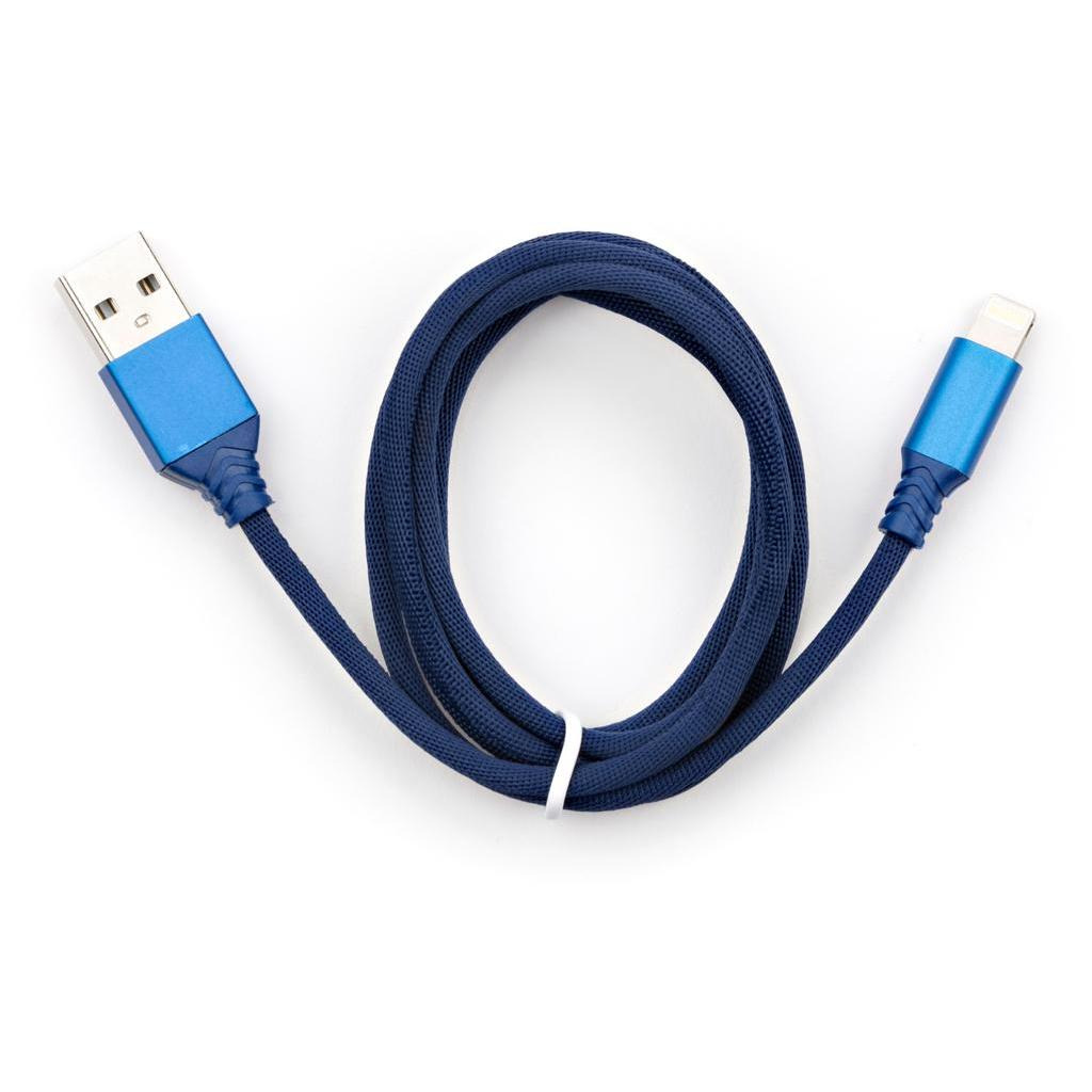 Кабель USB 2.0 AM to Lightning nylon 1m blue Vinga (VCPDCLNB21B) фото1