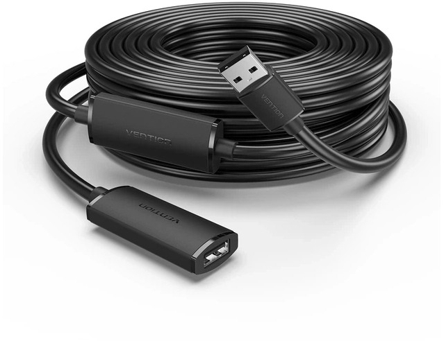 Кабель USB 2.0 AM/AF 30.0m Active black Vention (CBKBT) фото1