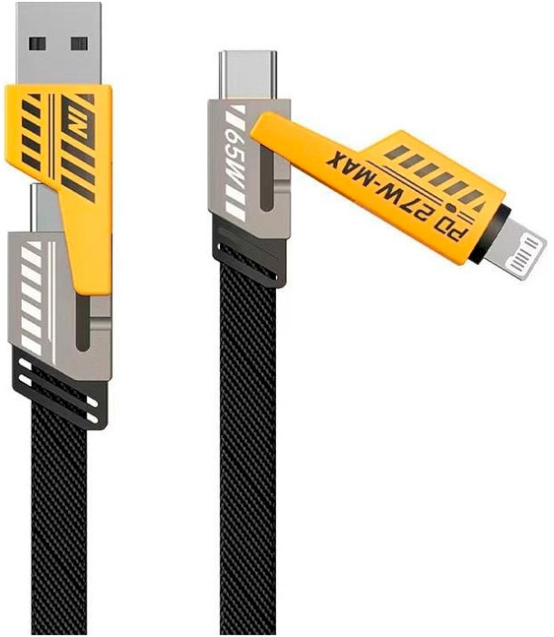 Кабель USB-C + USB-A to Lightning+USB-C 1.0m 65W X207 black WUW (6972573336524) фото1