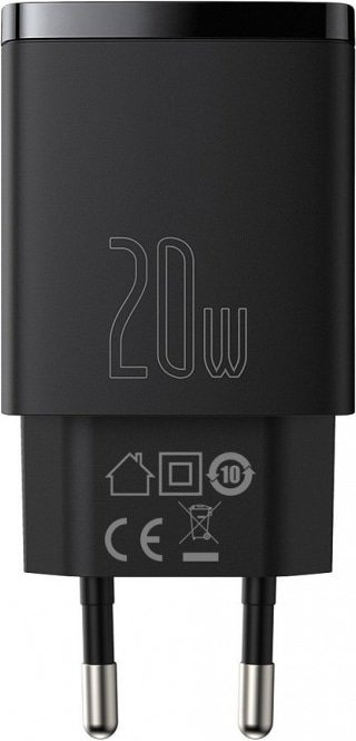 Зарядний пристрій Baseus Compact Quick Charger U+C 20W EU Black (CCXJ-B01) фото1
