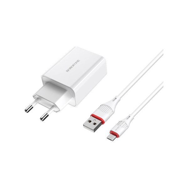 Зарядное устройство BOROFONE BA21A Long Journey USB QC3.0 + cable USB to Micro 5P 18W White (693147470