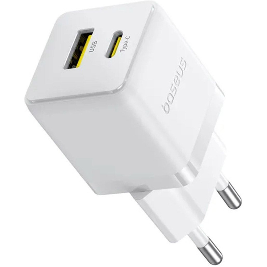 Зарядное устройство Baseus 1xUSB-C 30W + 1xUSB white (P1011160A213-00) фото1