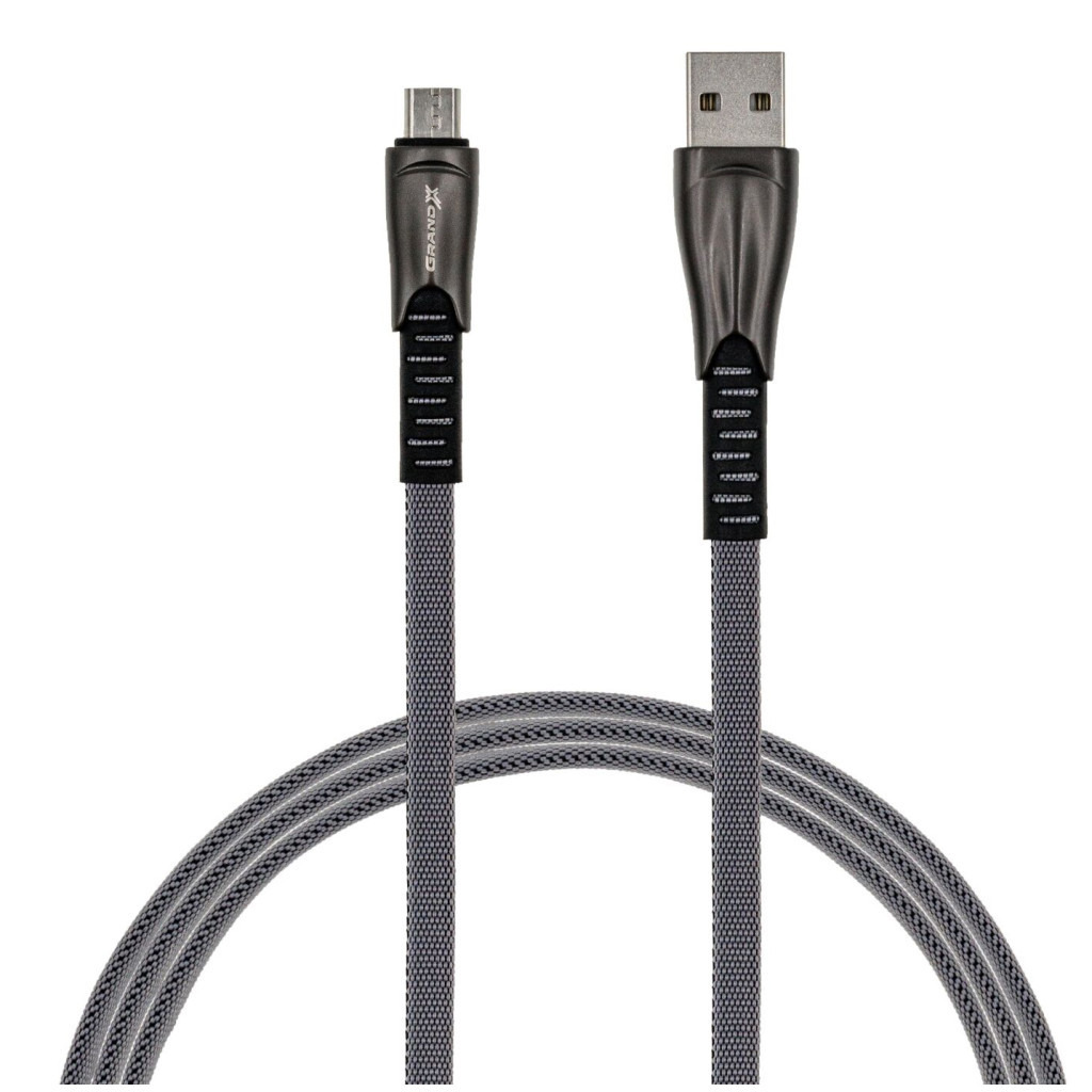 Кабель USB 2.0 AM to Micro 5P 1.0m black Grand-X (FM09) фото1