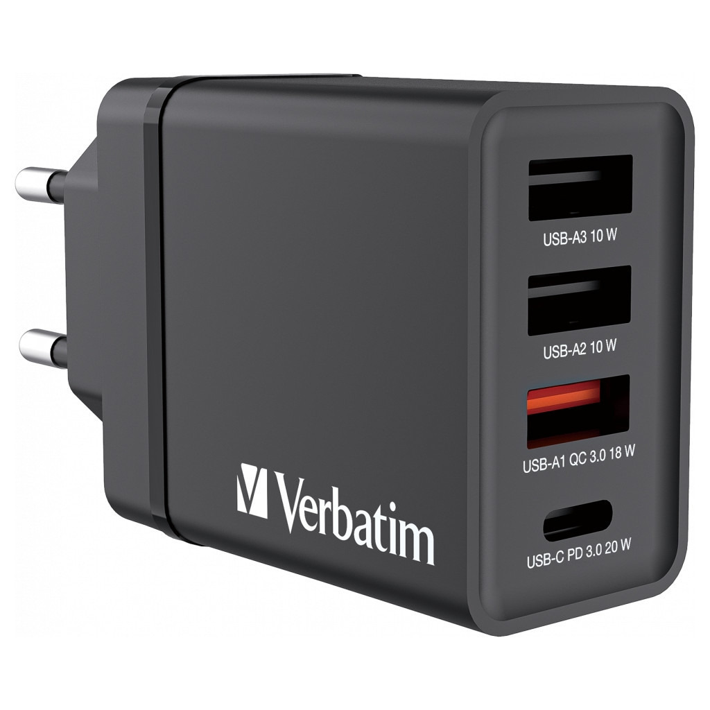 Зарядний пристрій Verbatim USB 30W PD3.0 4-ports black (49700) фото1