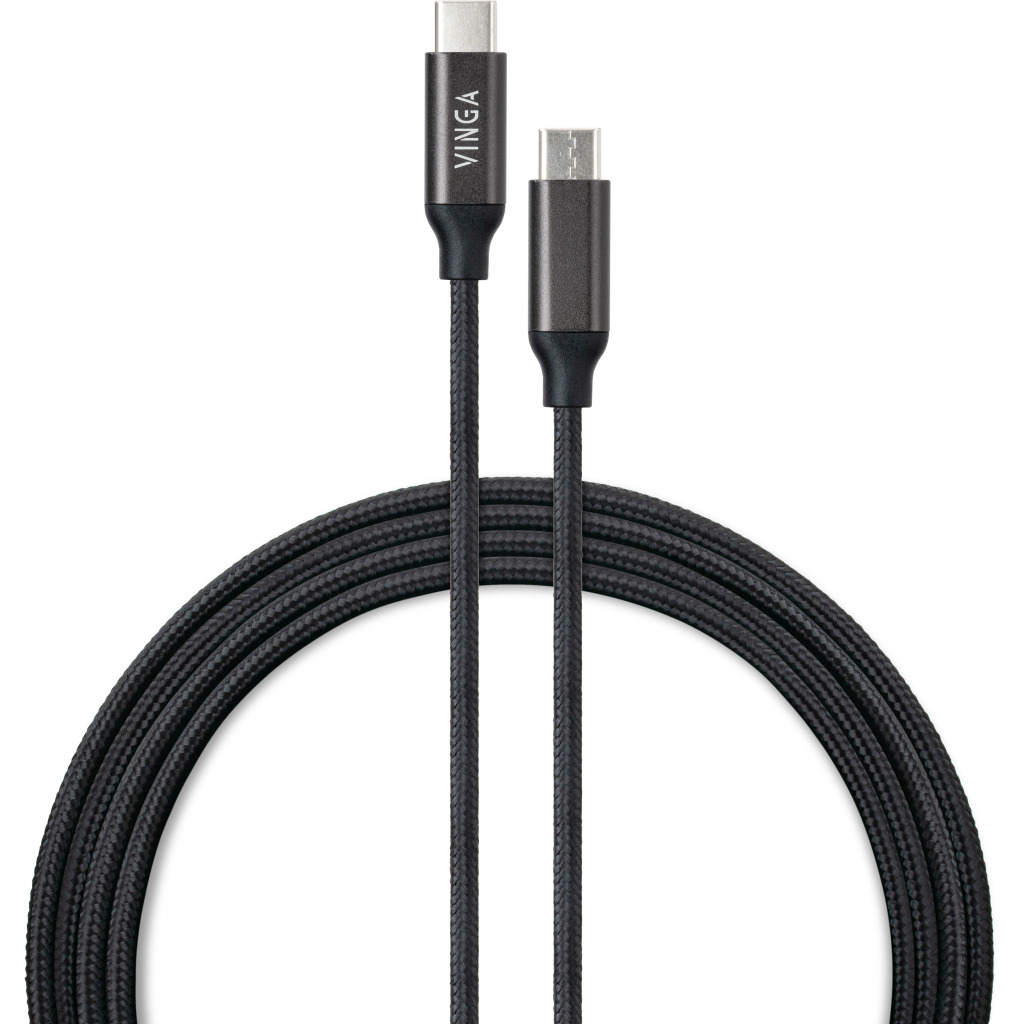 Кабель USB-C to USB-C 2.0m 100W E-Mark Chip Nylon Vinga (VCPCTC100BK2) фото1