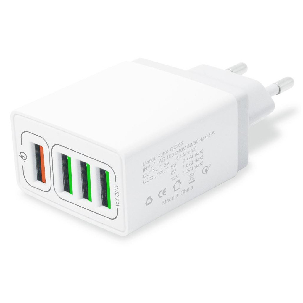 Зарядний пристрій XoKo QC-405 4 USB 6.2A White (QC-405-WH) фото1