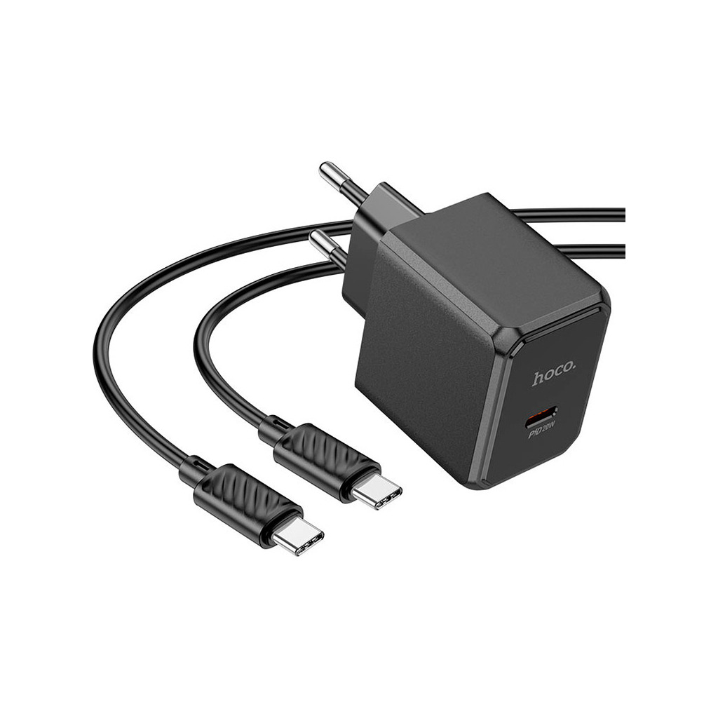 Зарядное устройство HOCO CS13A Ocean USB-C PD20W + cable USB-C to USB-C Black (6942007603843) фото1