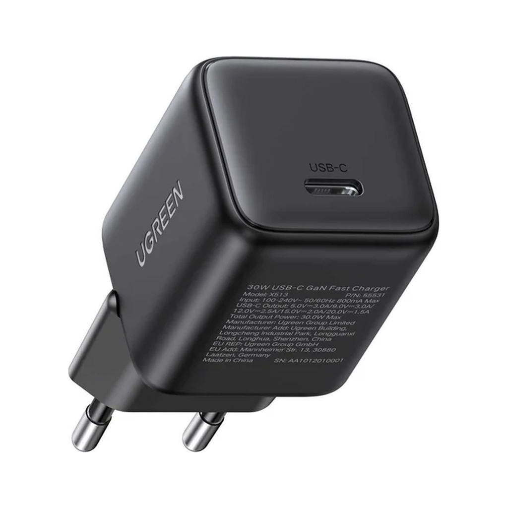 Зарядний пристрій Ugreen USB-C PD30W GaN (55531) фото1