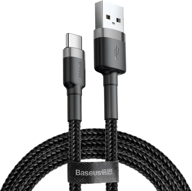 Дата кабель Baseus USB 2.0 AM to USB-C 3.0m 2A Gray-Black (CATKLF-UG1) фото1
