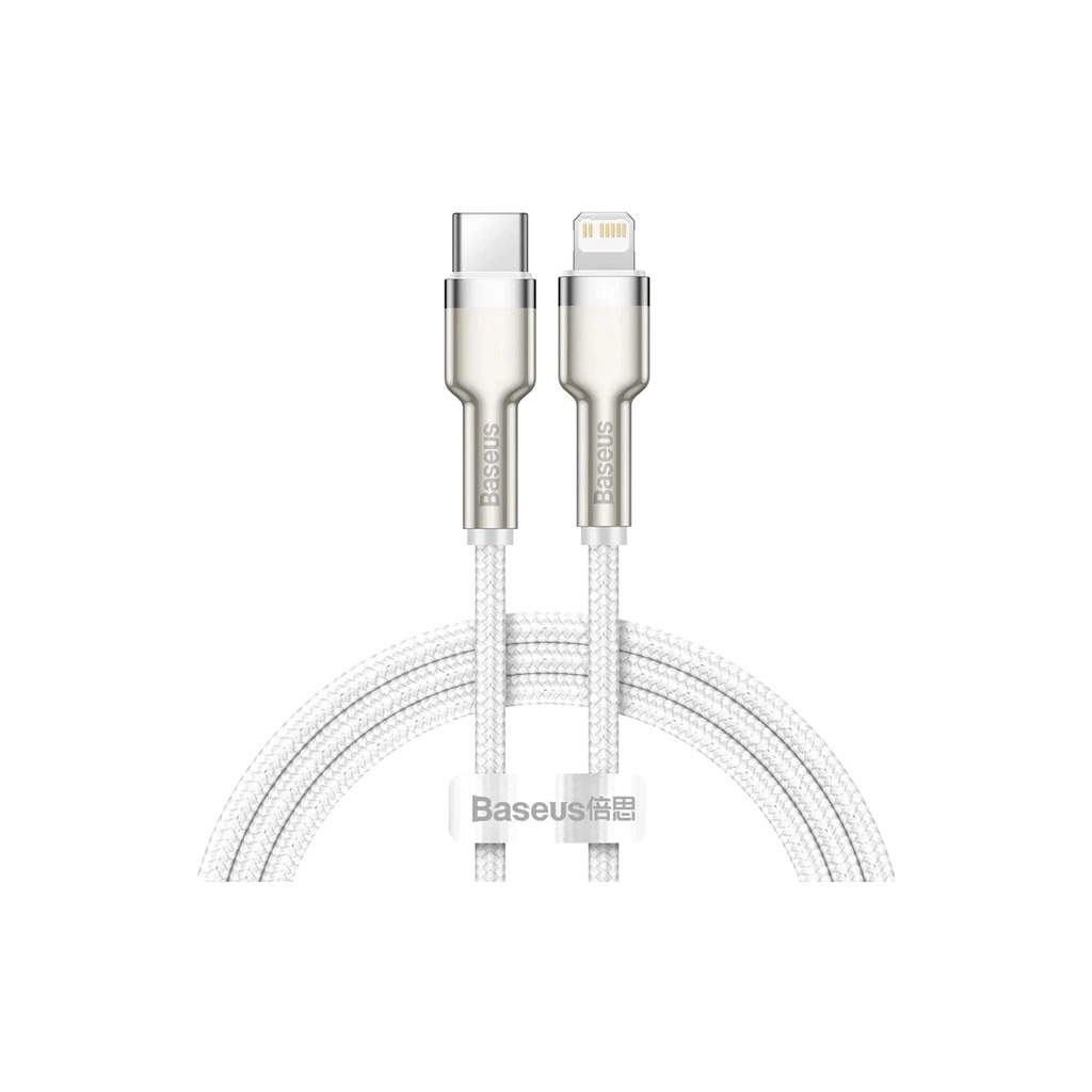 Кабель USB-C to Lightning 1.0m Cafule Metal PD 20W white Baseus (CATLJK-A02) фото1