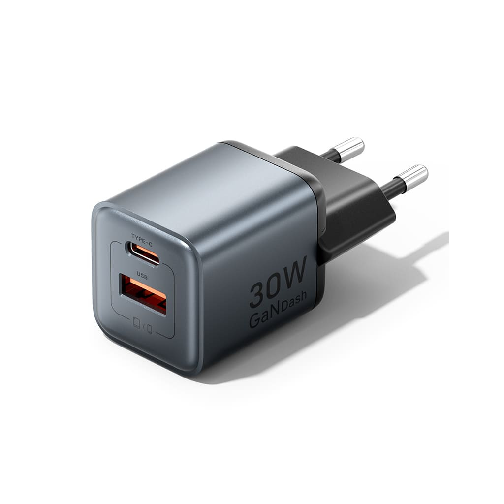 Зарядний пристрій Vention 1xUSB-C PD30W + 1xUSB QC3.0 18W GaN gray (FEWH0-EU) фото1