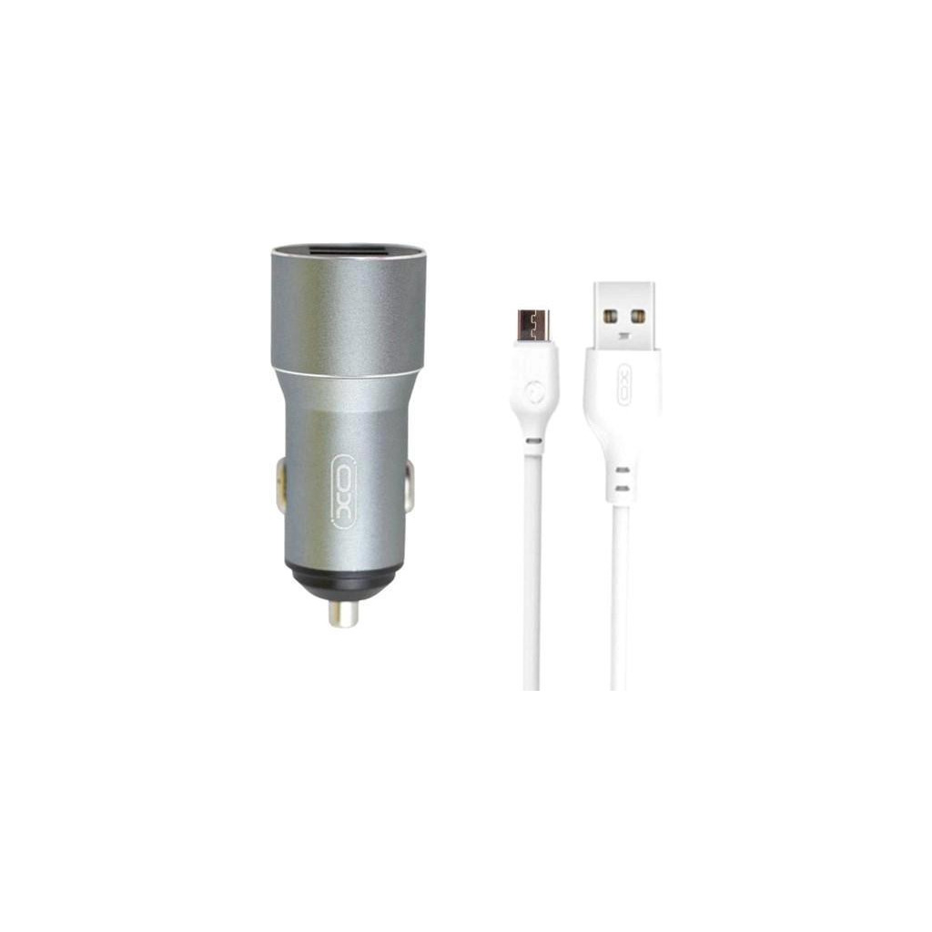 Зарядний пристрій XO TZ09 2.4A/2 USB + cable microUSB Grey (XO-TZ09M-GR) фото1