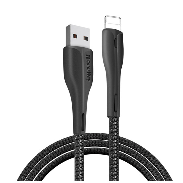 Кабель USB 2.0 AM to Lightning 1.0m led black ColorWay (CW-CBUL034-BK)