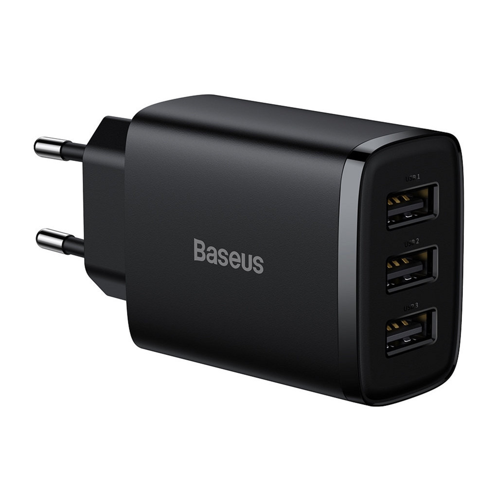 Зарядний пристрій Baseus Compact Charger 3U Black (CCXJ020101) фото1