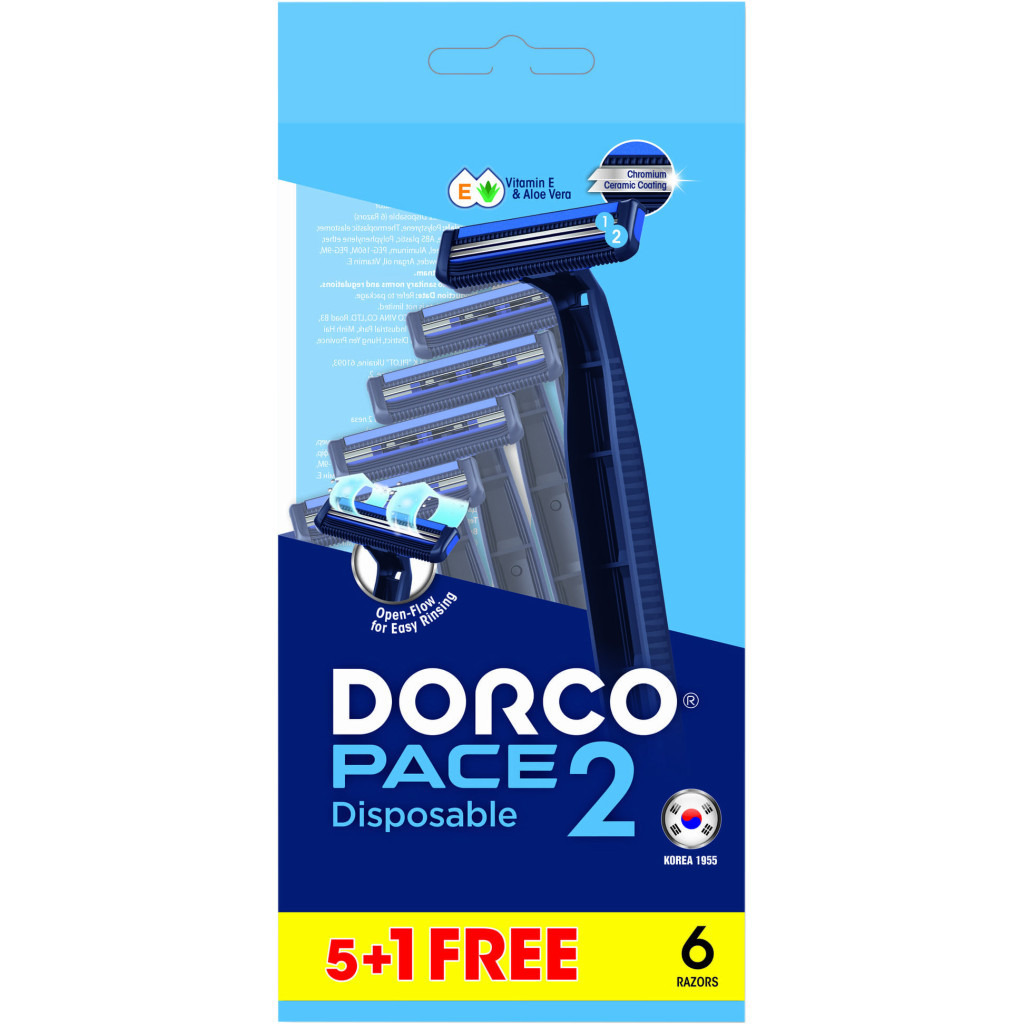 Бритва Dorco Pace 2 Plus для чоловіків 2 леза 6 шт. (8801038592145) фото1