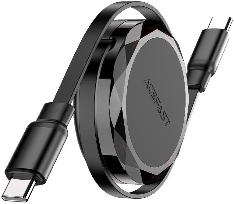 Кабель USB-C to USB-C 0.8m 60W dual retraction C13-03 Black Acefast (6974316280132) фото1