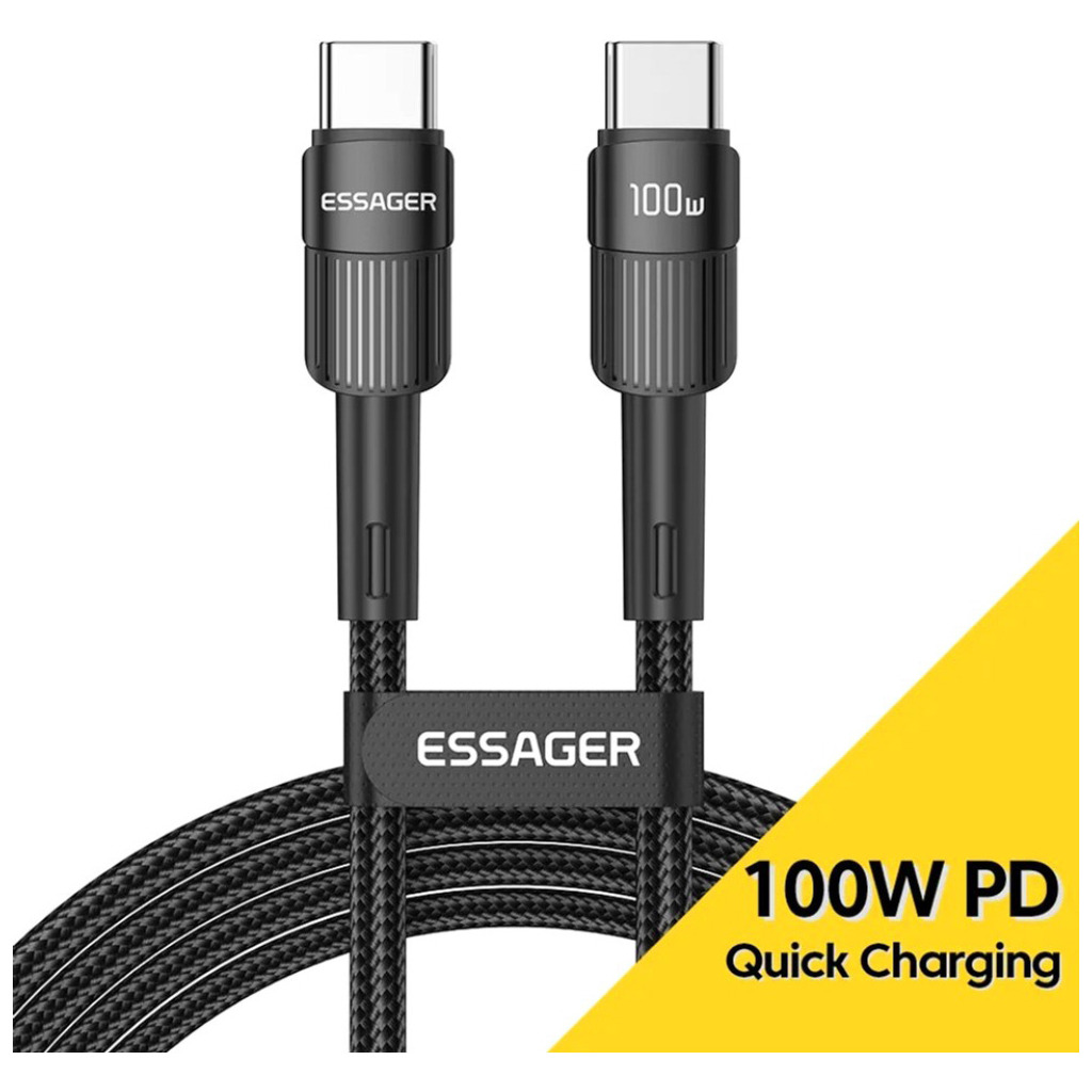 Кабель USB-C to USB-C 3.0m 100W black Essager (EXCTT1-XCC01) фото1