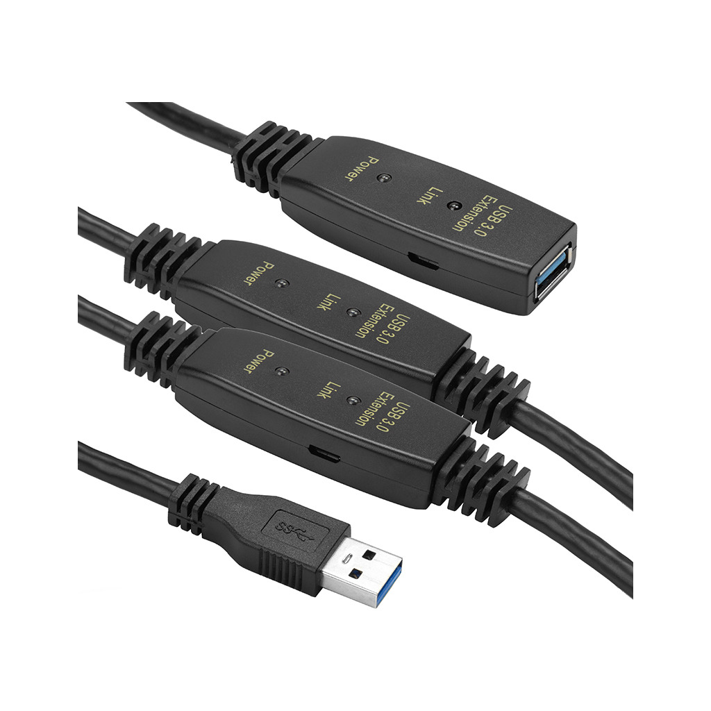 Адаптер USB 3.0 AM - AF, 20 m, active PowerPlant (CA912865) фото1