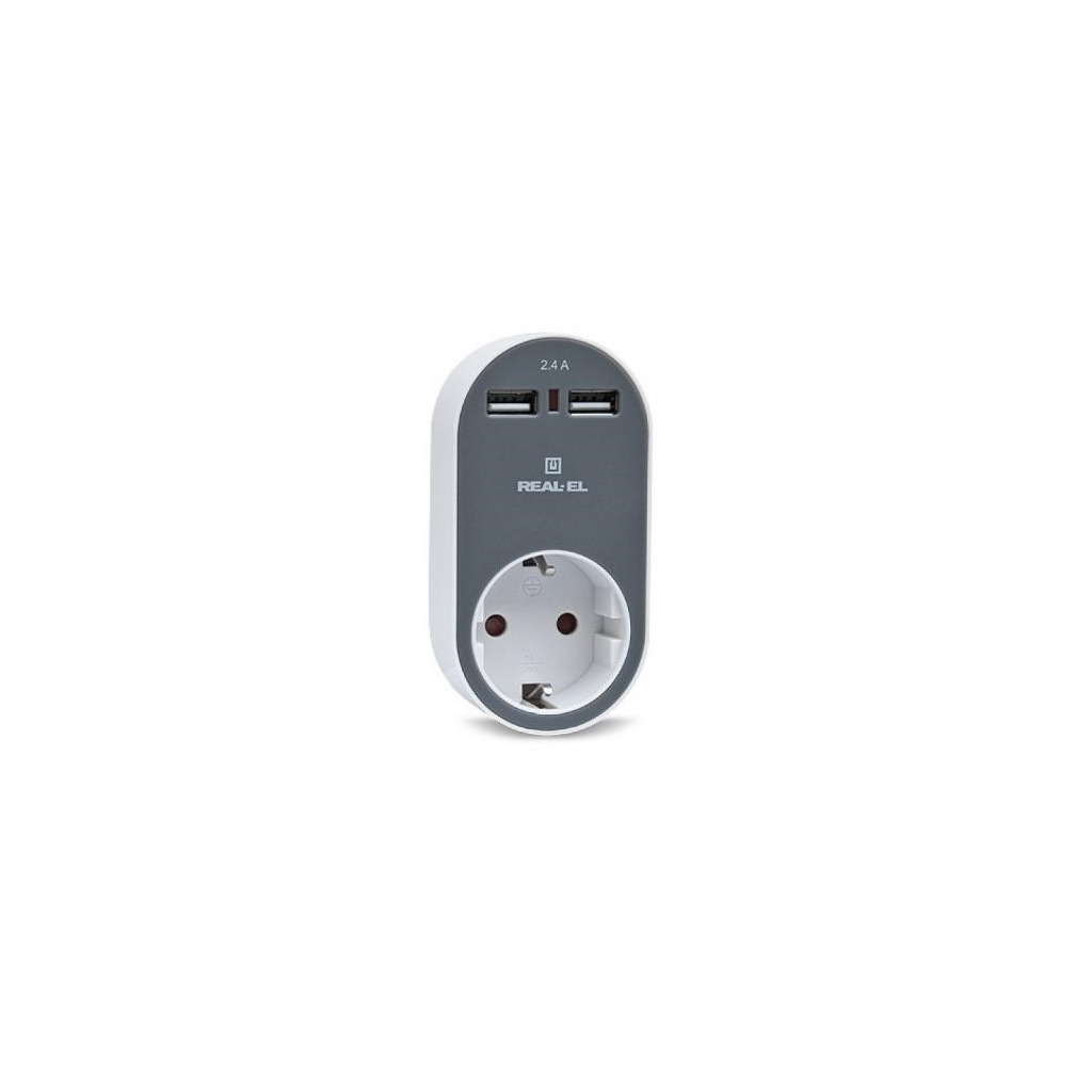 Зарядний пристрій REAL-EL USB-устройств + розетка (CS-20) фото1