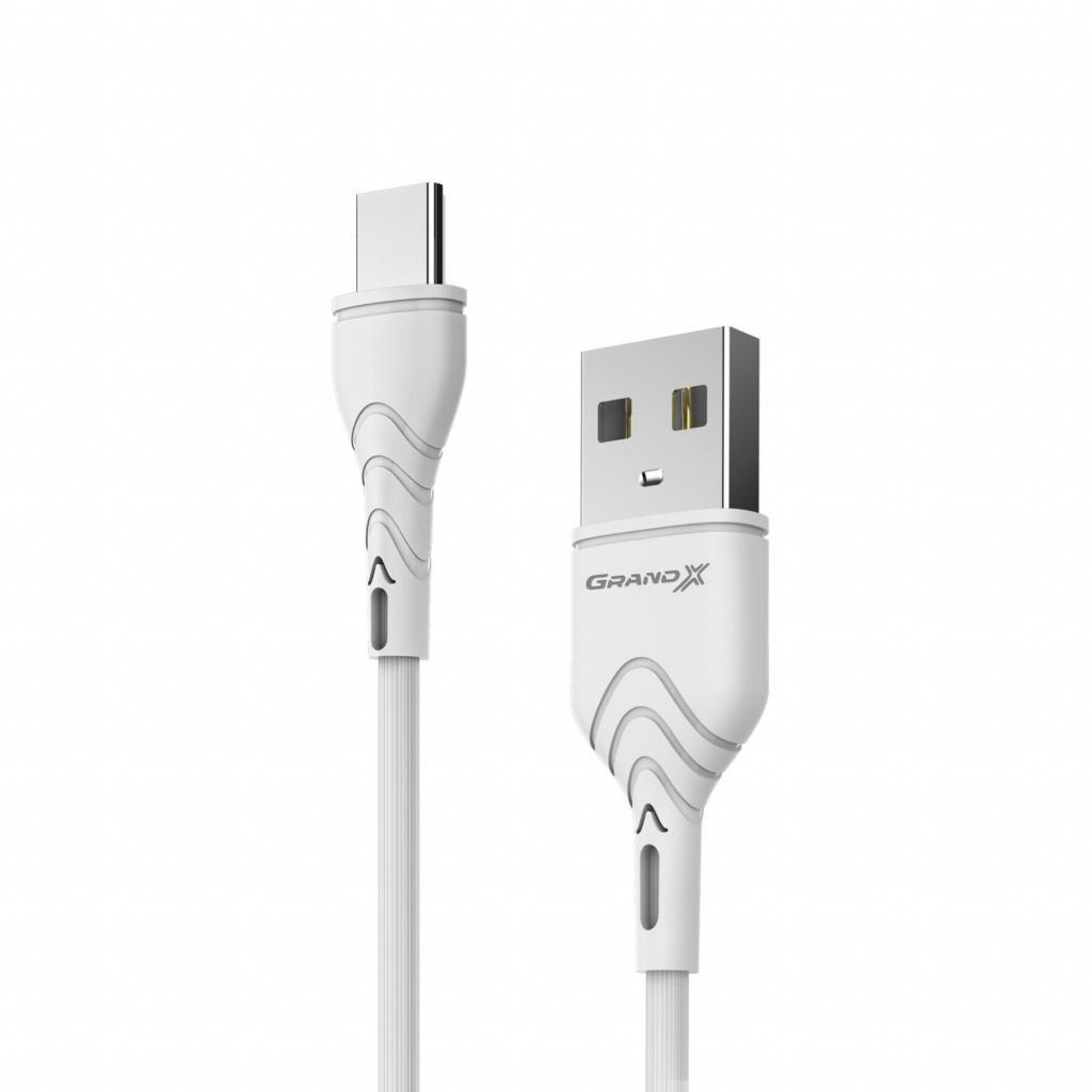 Кабель USB 2.0 AM to USB-C 1.0m White Grand-X (PC-03W) фото1