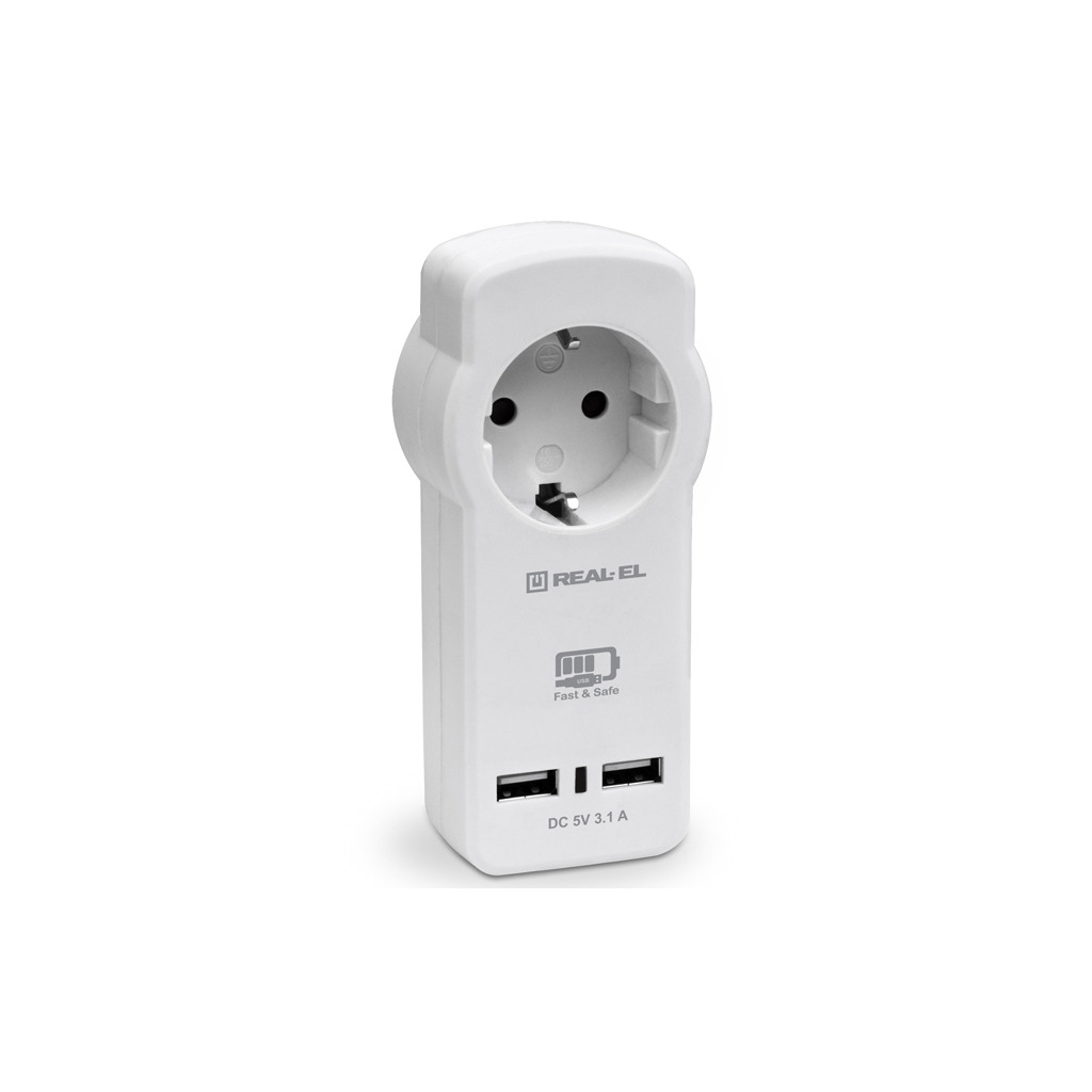 Зарядний пристрій REAL-EL 2*USB 15W (CS-30) фото1