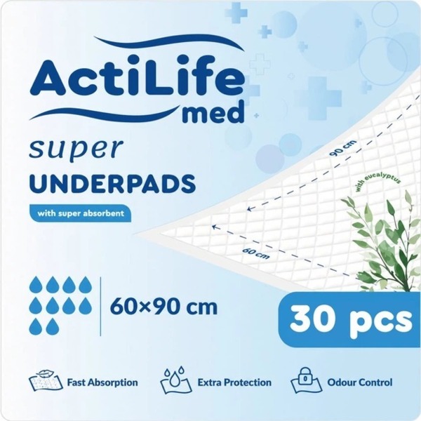 Пелюшки для малюків ActiLife Med Super 60 х 90, 30 шт (4820174981495)