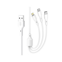Кабель USB 2.0 AM to Lightning + Micro 5P + USB-C 1.0m 2.4A XO (CB-23U3)