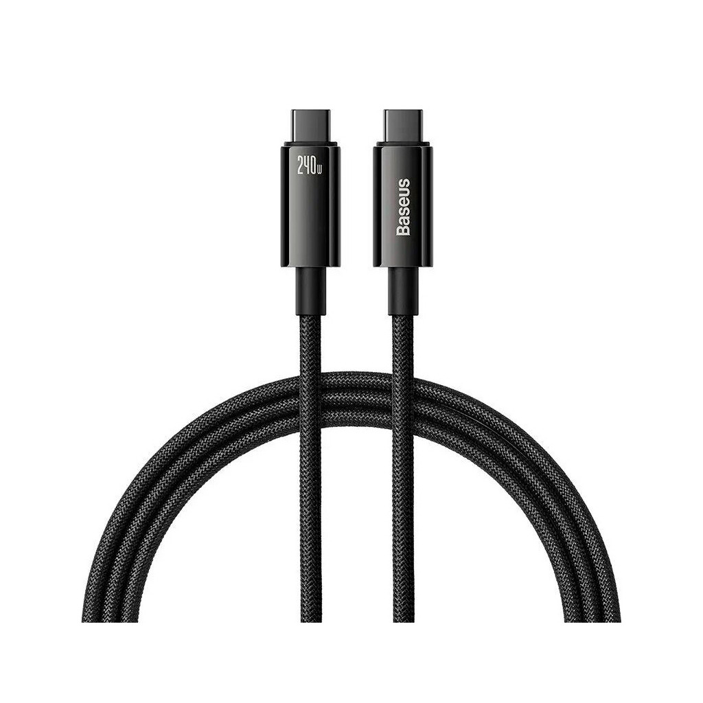 Кабель USB-C to USB-C 1.0m 240W Black Baseus (CAWJ040001) фото1