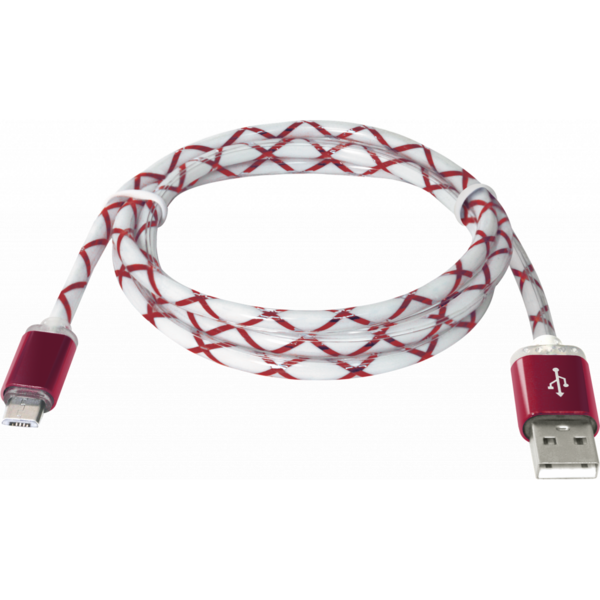 Кабель USB 2.0 AM to Micro 5P 1.0m RedLED backlight Defender (87556)