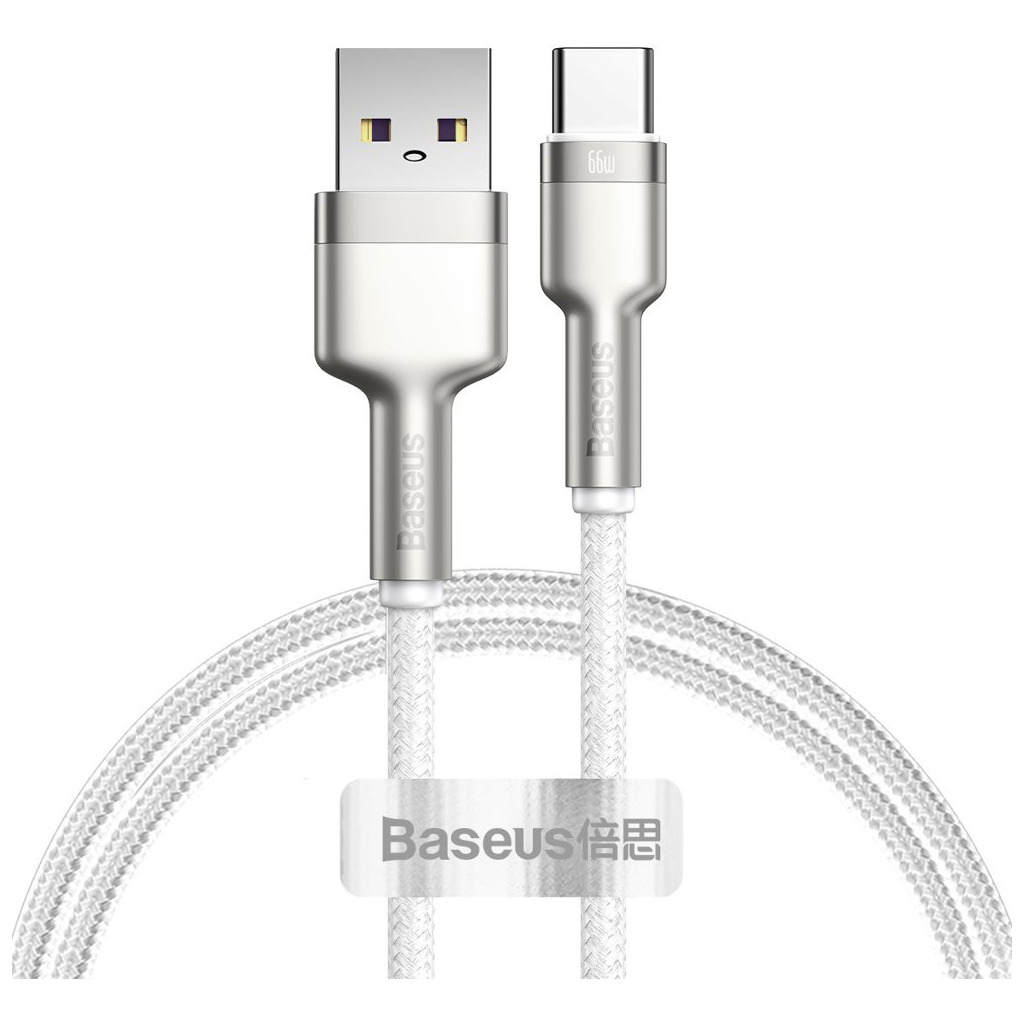 Кабель USB to USB-C 1.0m 6A 66W white Baseus (CAKF000102) фото1