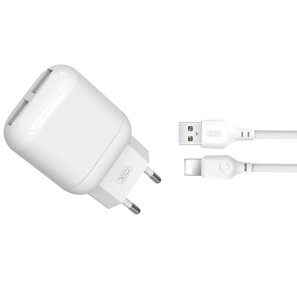 Зарядний пристрій XO 2xUSB 2.4A + cable USB to Lightning white (L78-L-WH) фото1