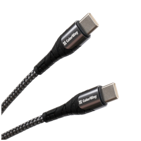 Кабель USB-C to USB-C 2.0m PD Fast Charging 65W 3A grey ColorWay (CW-CBPDCC039-GR)