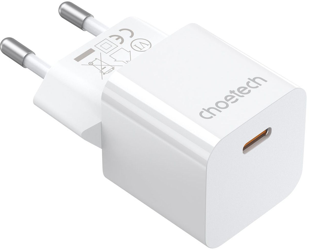 Зарядний пристрій Choetech GaN USB-C 20W QC3.0/PD/PPS (PD5010-EU-WH) фото1