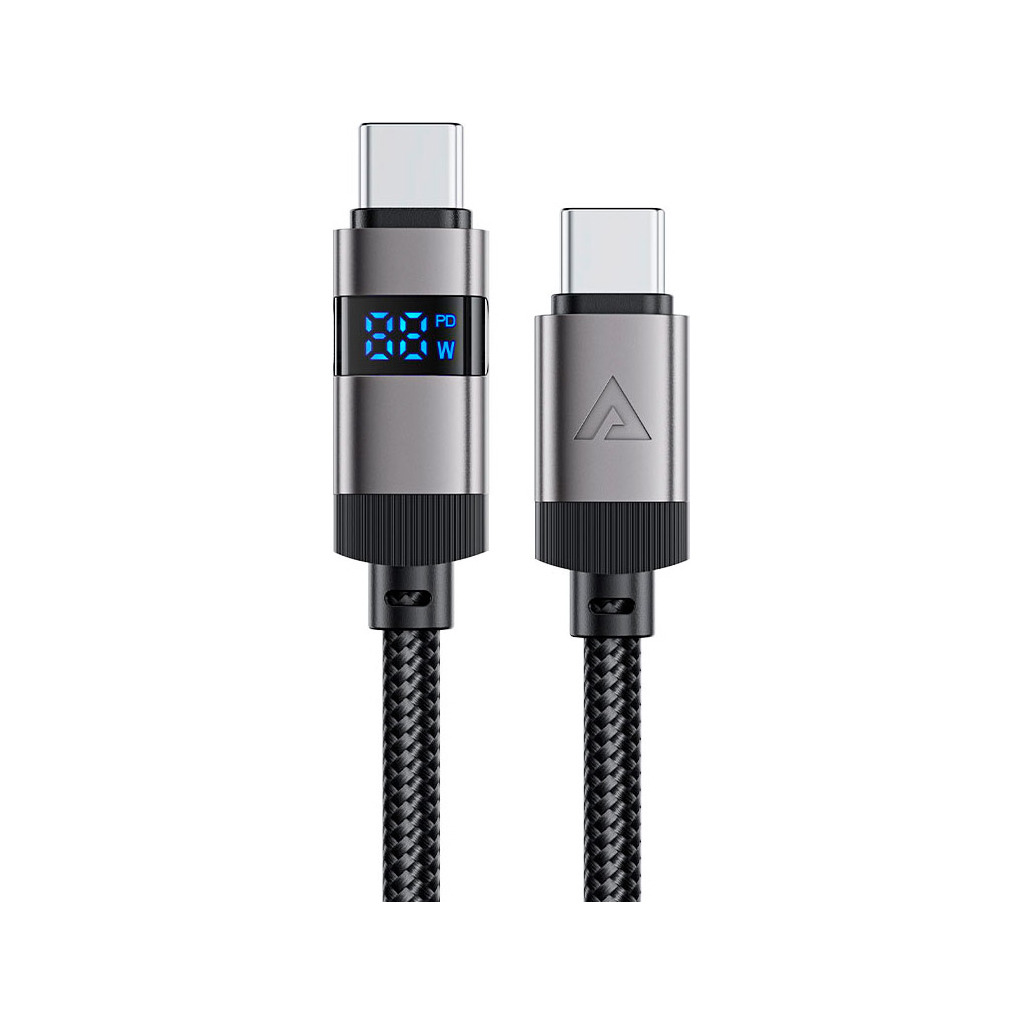 Кабель USB-C to USB-C 1.2m 60W digital display C15-03 Black Acefast (6974316283720) фото1