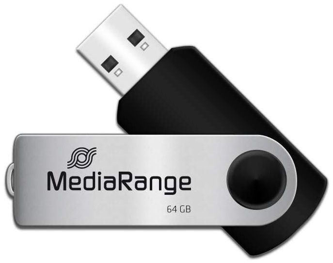 Флеш-накопичувач USB2.0 64GB MediaRange Black/Silver (MR912) фото1